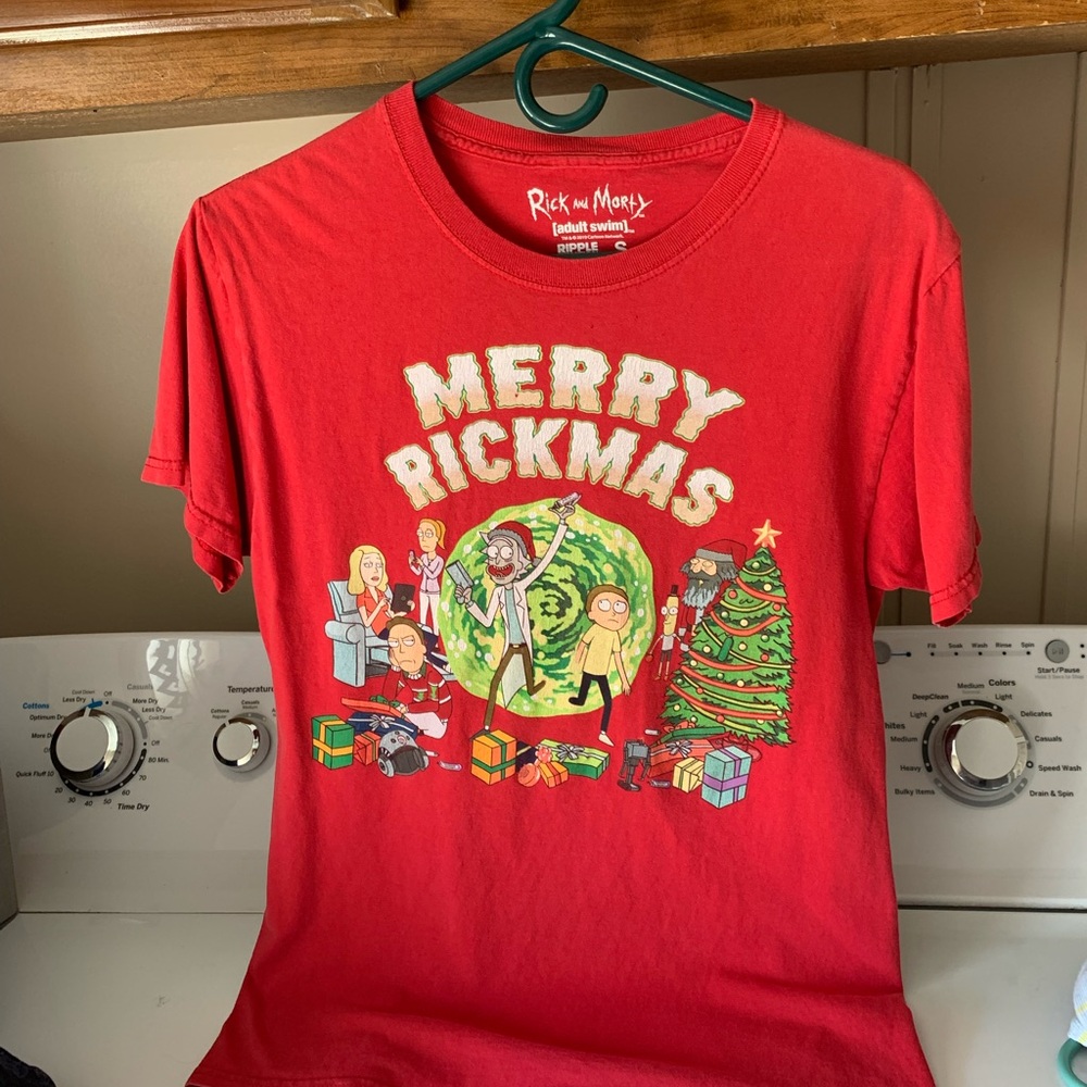 Ripple Junction Red Merry Rickmas Rick and Morty Graphic Tee